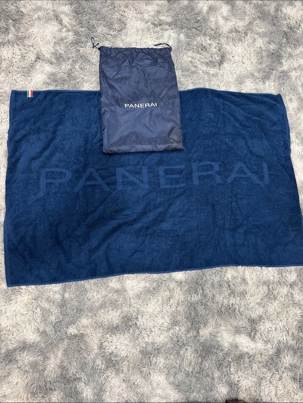 Panerai Navy Blue Logo Towel with Matching Pouch